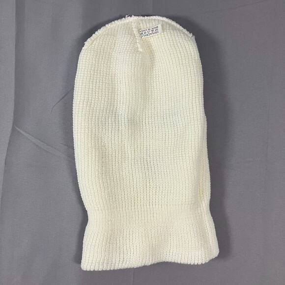 White Acrylic Knit Ski Mask 3-Hole Face Cover Winter Snowboard Cold Weather - Picture 10 of 10